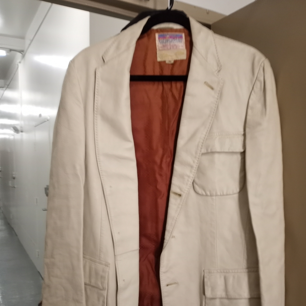 Vintage White Leather Jacket